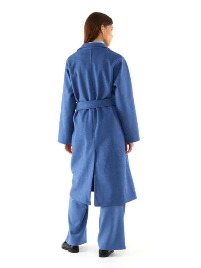 Compania Fantastica Blue Midi Coat With Lapel Collar 3