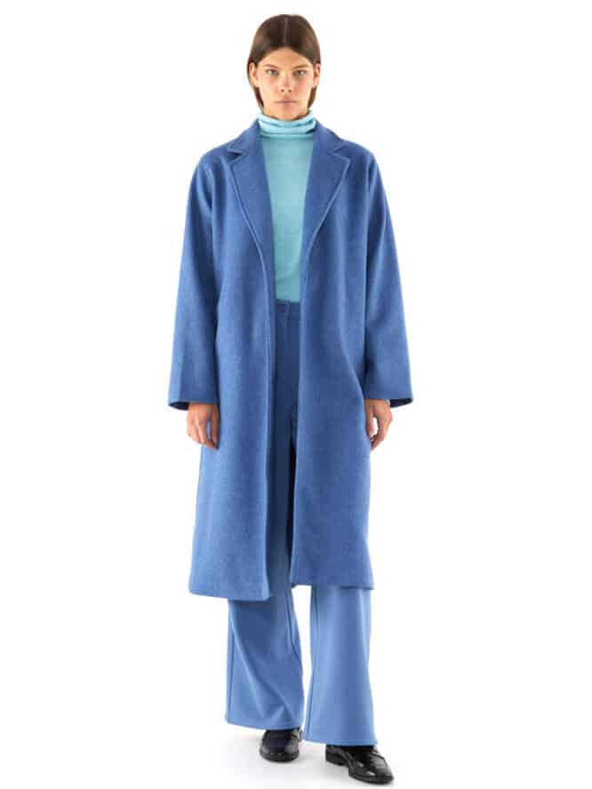 Compania Fantastica Blue Midi Coat With Lapel Collar 4